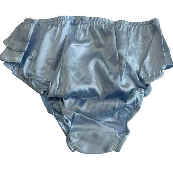 LIVIARA Silk stretch charmeuse ruffle Light Blue Bikini Bottoms NEW Size Medium - Picture 7 of 15